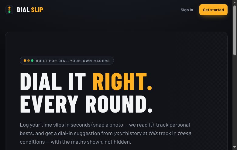 Dial Slip — website hero