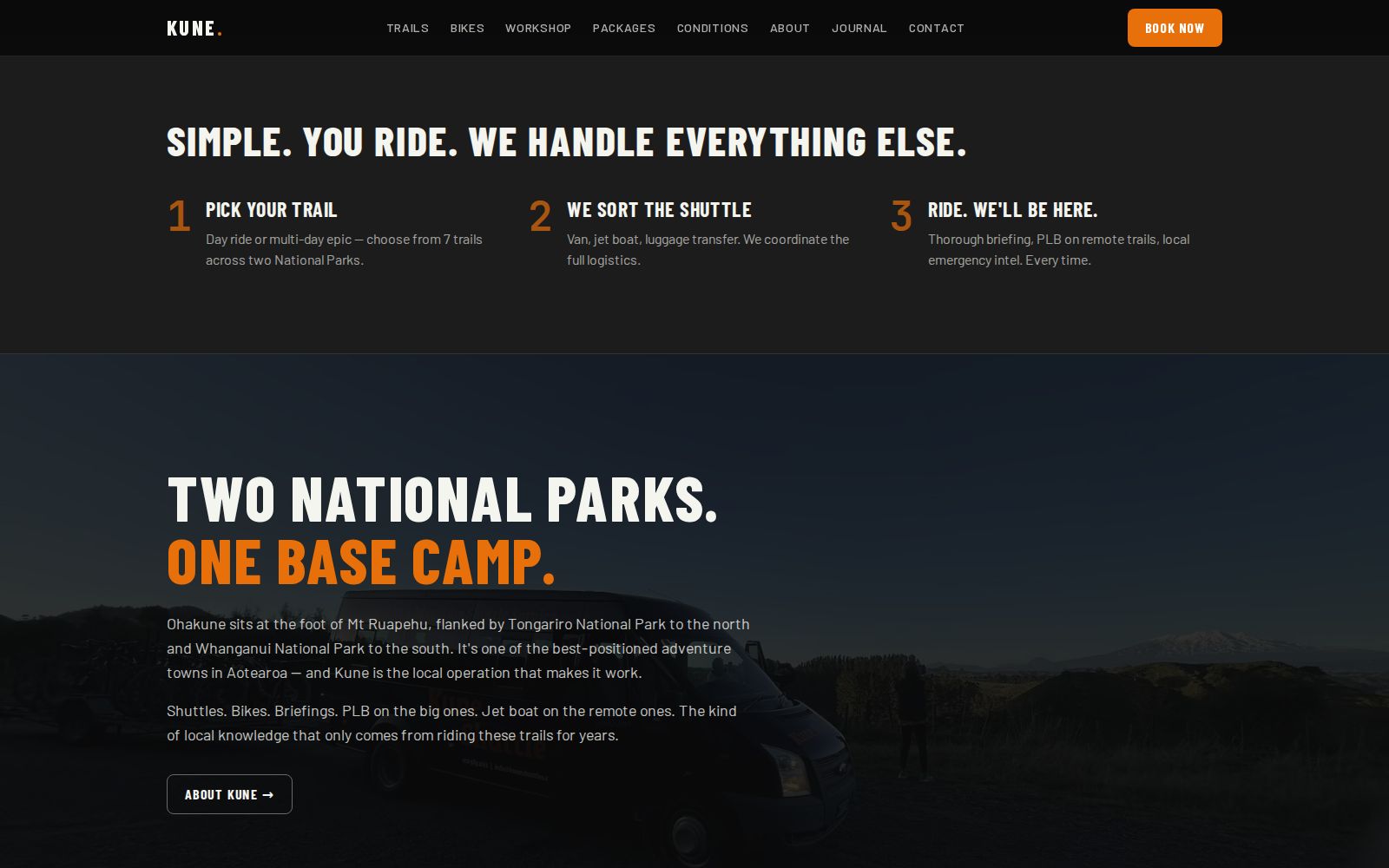 Kune Bikes & Shuttles — trail and booking info