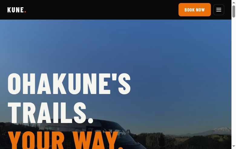 Kune Bikes & Shuttles — booking site hero