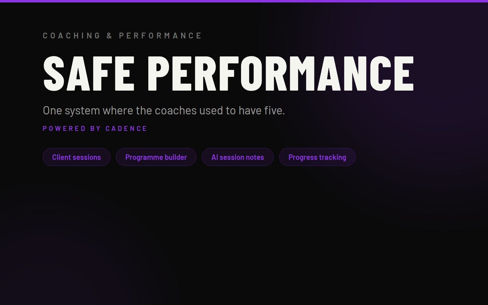 Safe Performance — coaching platform overview